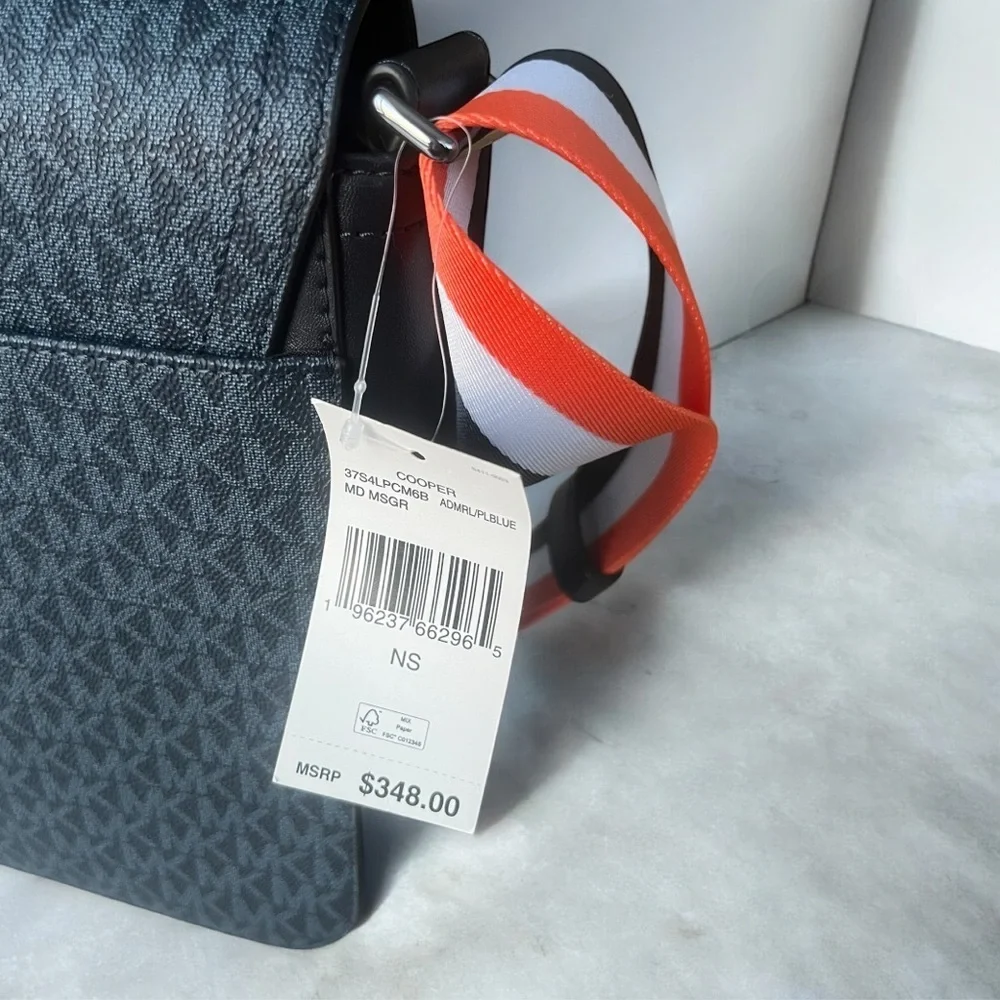 Michael Kors Blue and Orange Cooper Flap Men's Messenger Bag | Crossbody